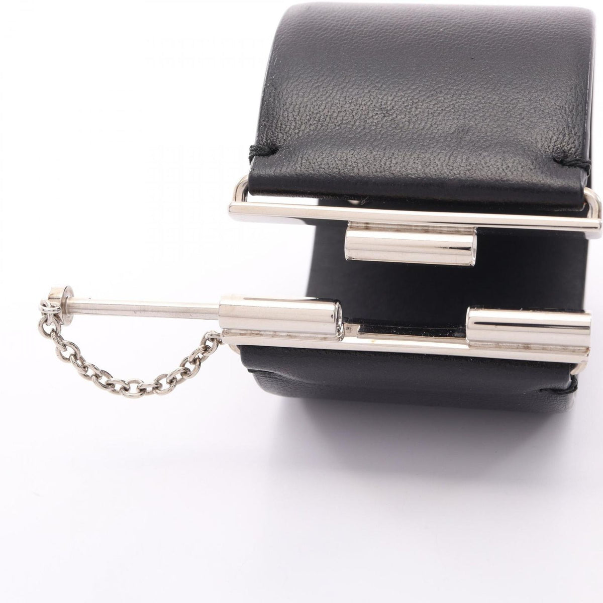 Chanel Bangle CC Logo Black Leather Bracelet — view 6
