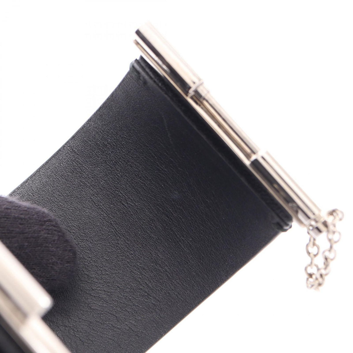Chanel Bangle CC Logo Black Leather Bracelet — view 7