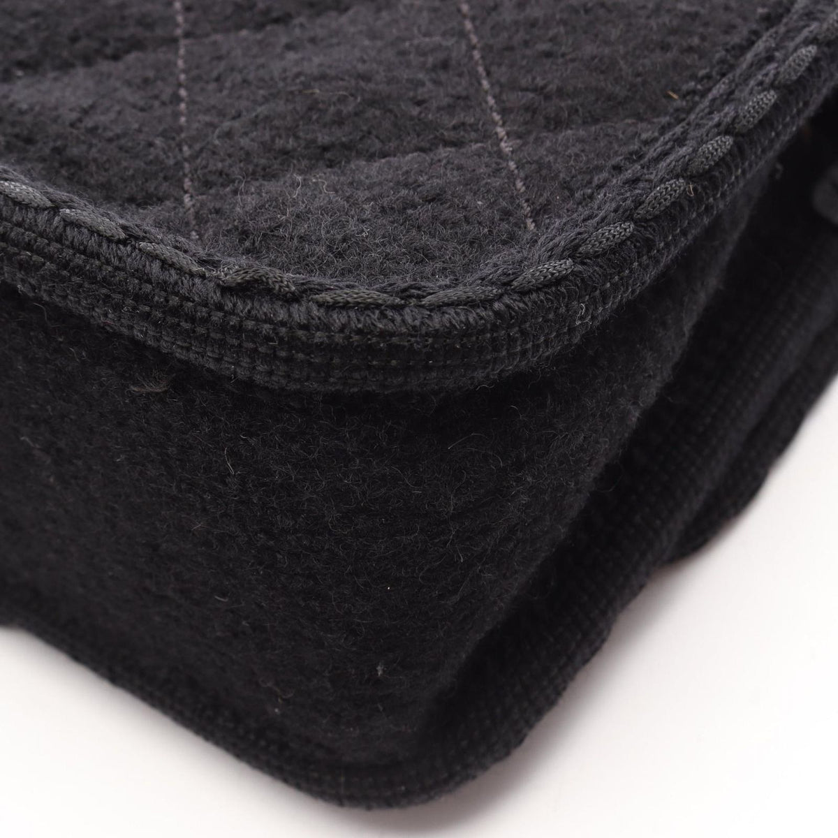 Chanel Shoulder Bag Quilted Edelweiss Black Wool Chain — view 7