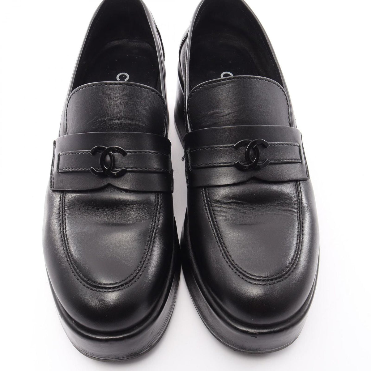 Chanel Loafers CC Logo Platform Black Leather — view 8