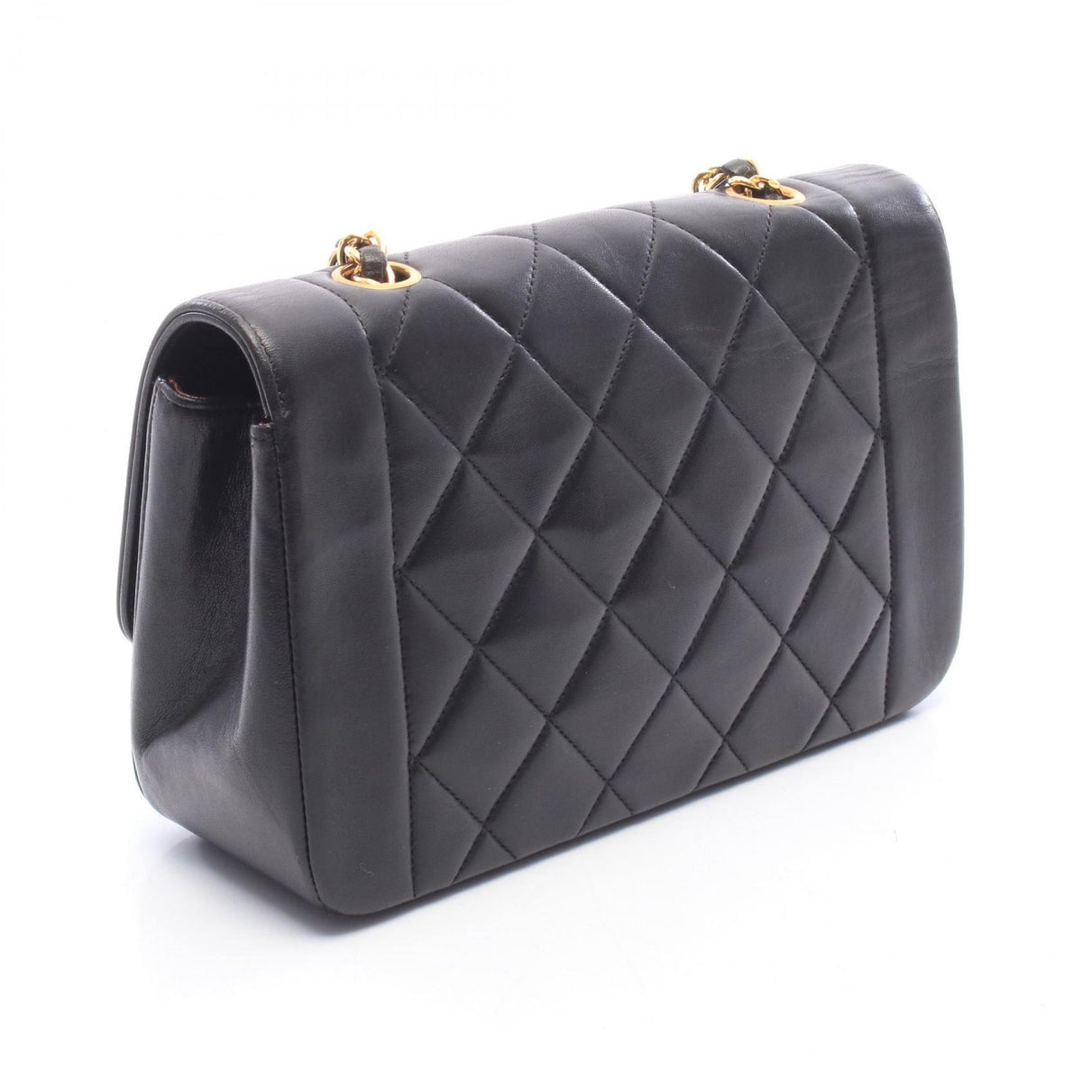 Chanel Shoulder Bag Quilted Diana Flap Black Lambskin Chain — view 2