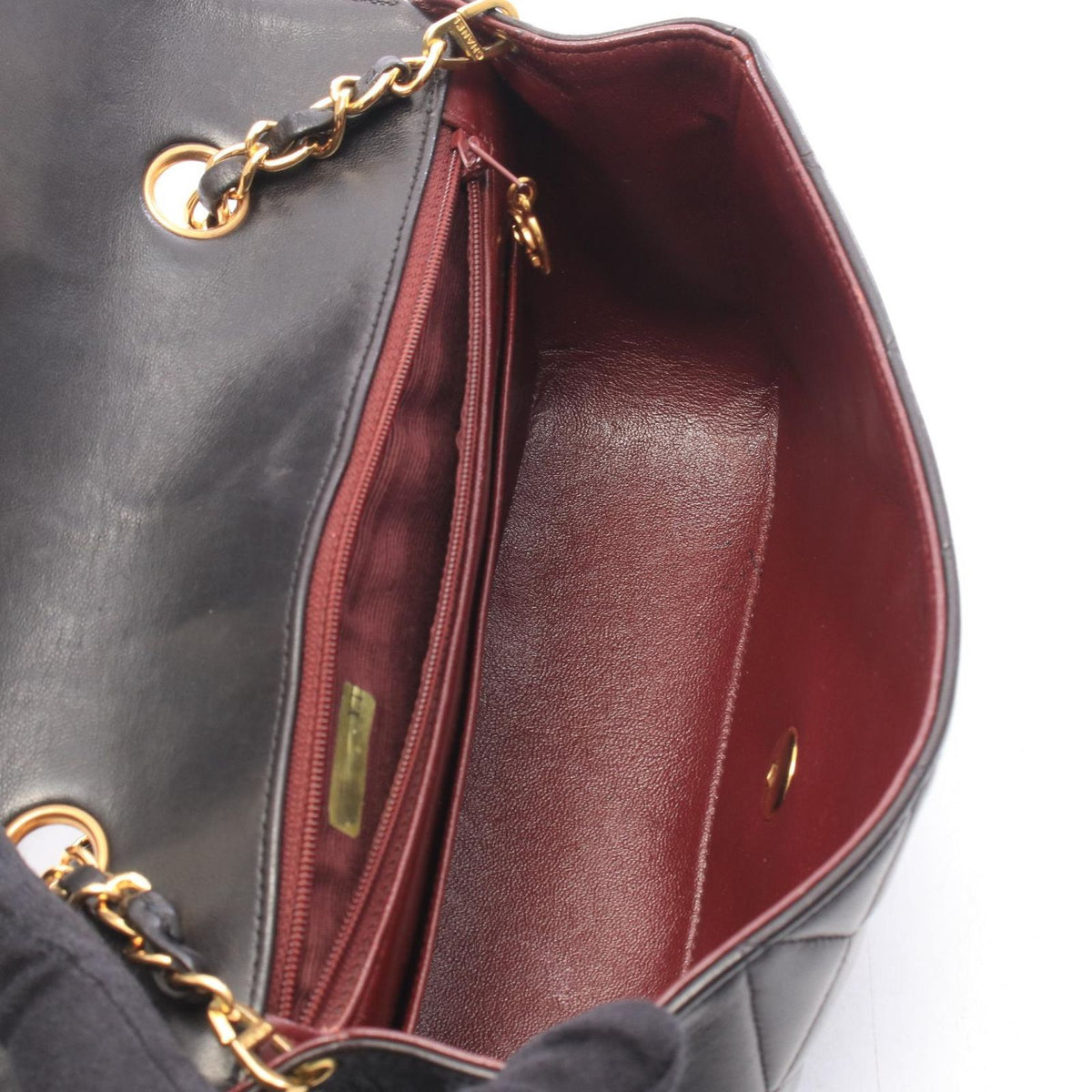 Chanel Shoulder Bag Quilted Diana Flap Black Lambskin Chain — view 3