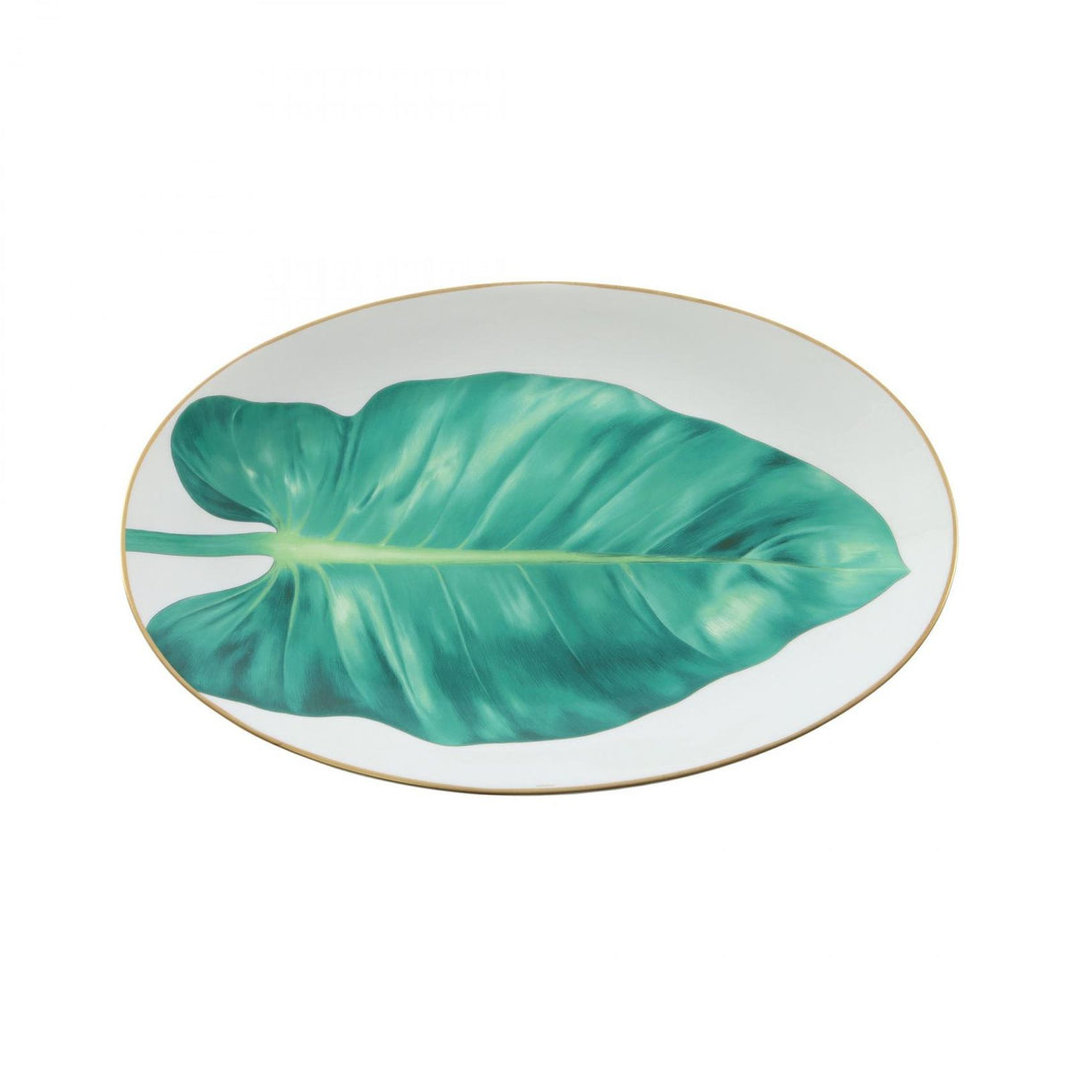 Hermes Tableware Oval Platter Passifolia GM Leaf