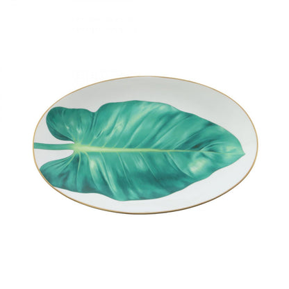 Hermes Tableware Oval Platter Passifolia GM Leaf
