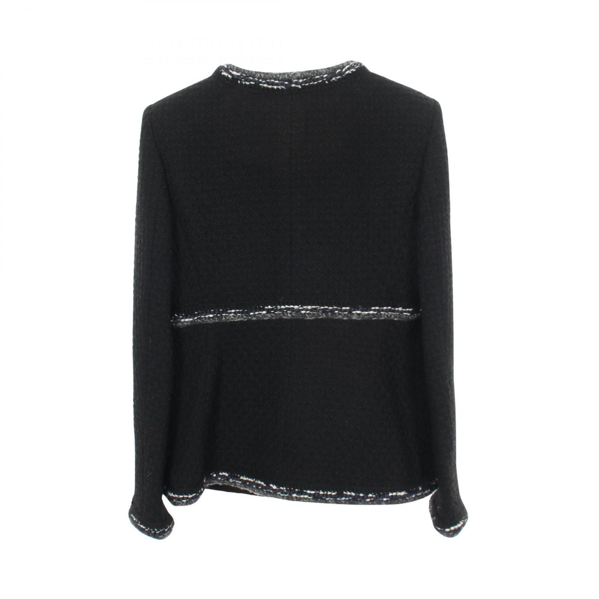 Chanel Collarless Jacket CC Logo Button Tweed Wool — view 2