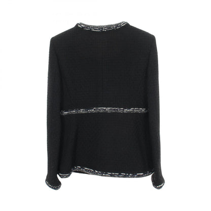 Chanel Collarless Jacket CC Logo Button Tweed Wool — view 2