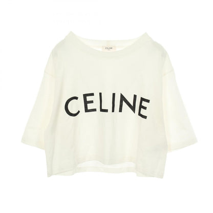 Celine Short Sleeve T-Shirt Logo Print Cropped Cotton