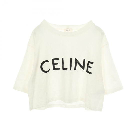 Celine Short Sleeve T-Shirt Logo Print Cropped Cotton