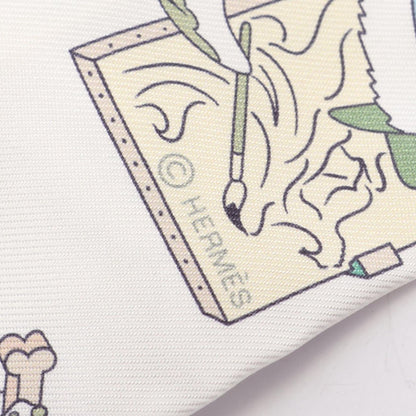 Hermes Scarf Twilly Academia Hippica Ribbon Beige Silk — view 4