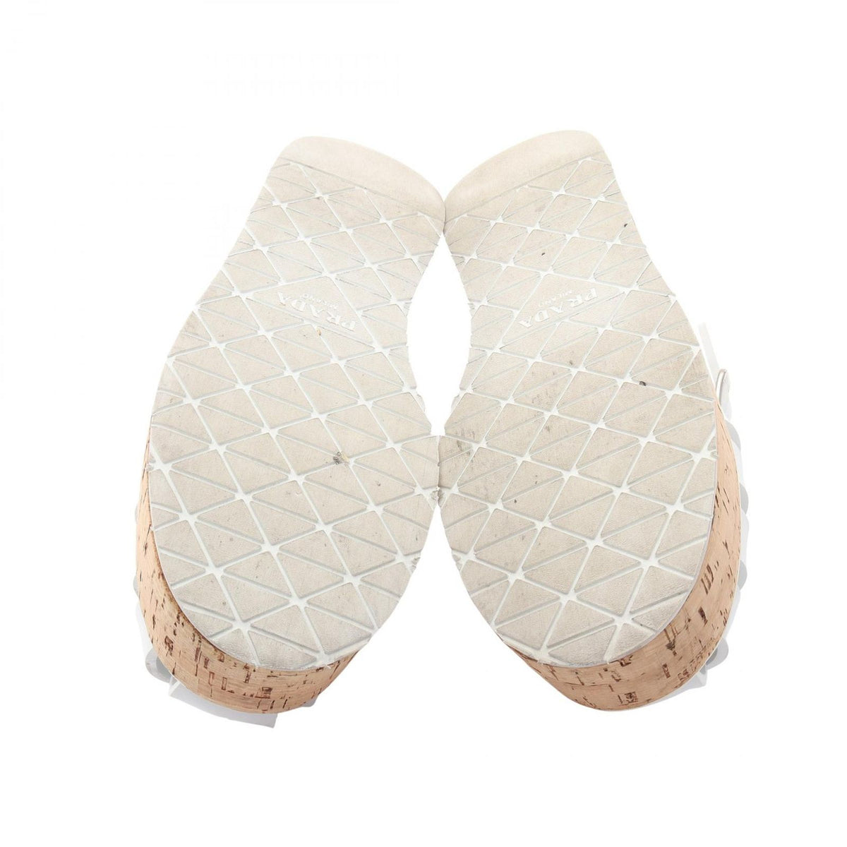 Prada Sandals Triangle Logo Platform White Rubber Wedges — view 4