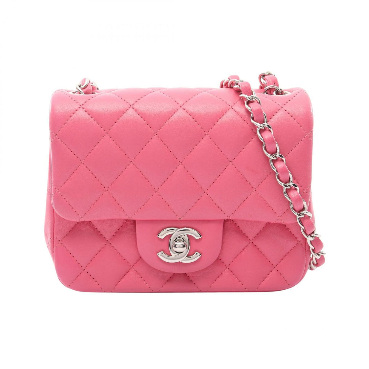 Chanel Shoulder Bag Mini Quilted Pink Lambskin Chain
