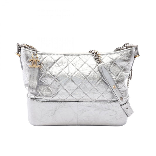 Chanel Shoulder Bag Gabrielle de Chanel Large Hobo Silver Leather Chain