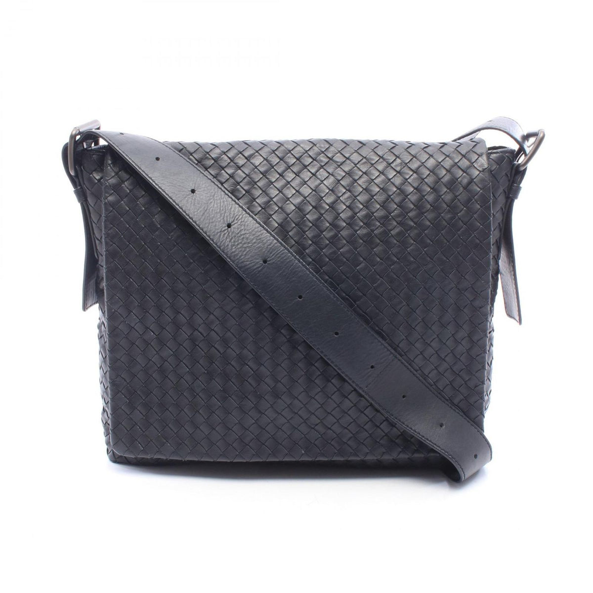 Bottega Veneta Shoulder Bag Intrecciato Dark Navy Leather