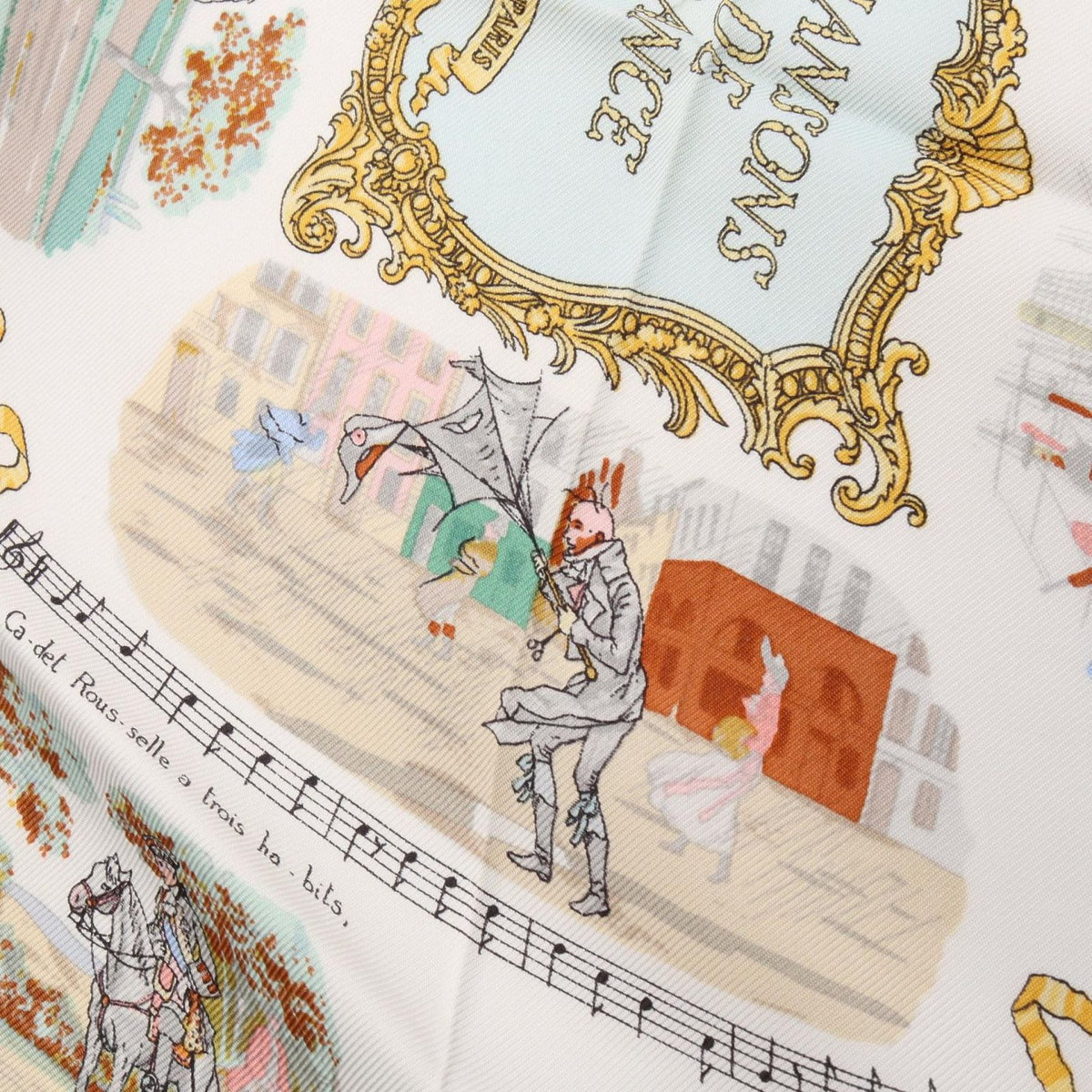 Hermes Scarf Petit Carre 45 Chansons de France Silk — view 8
