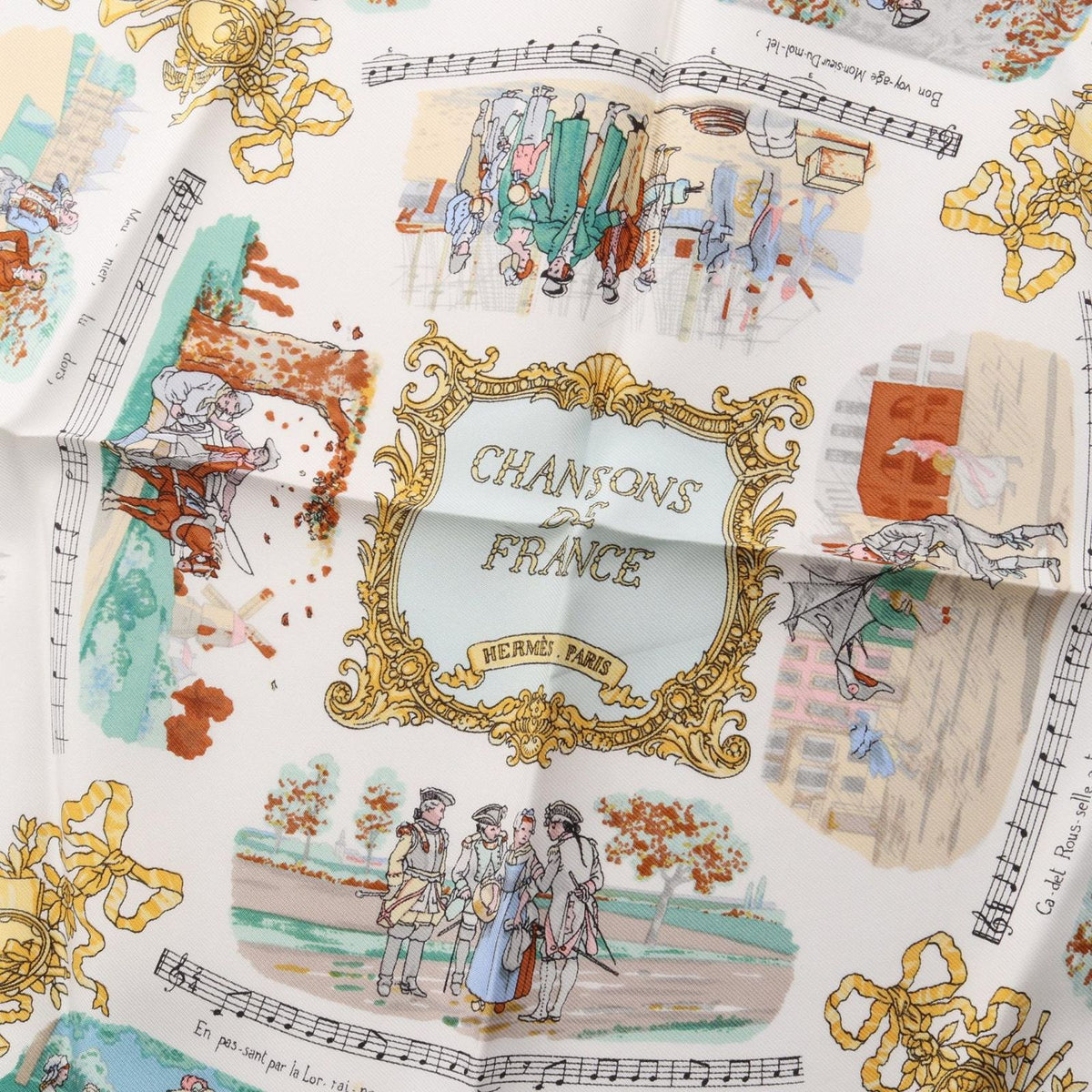 Hermes Scarf Petit Carre 45 Chansons de France Silk — view 4