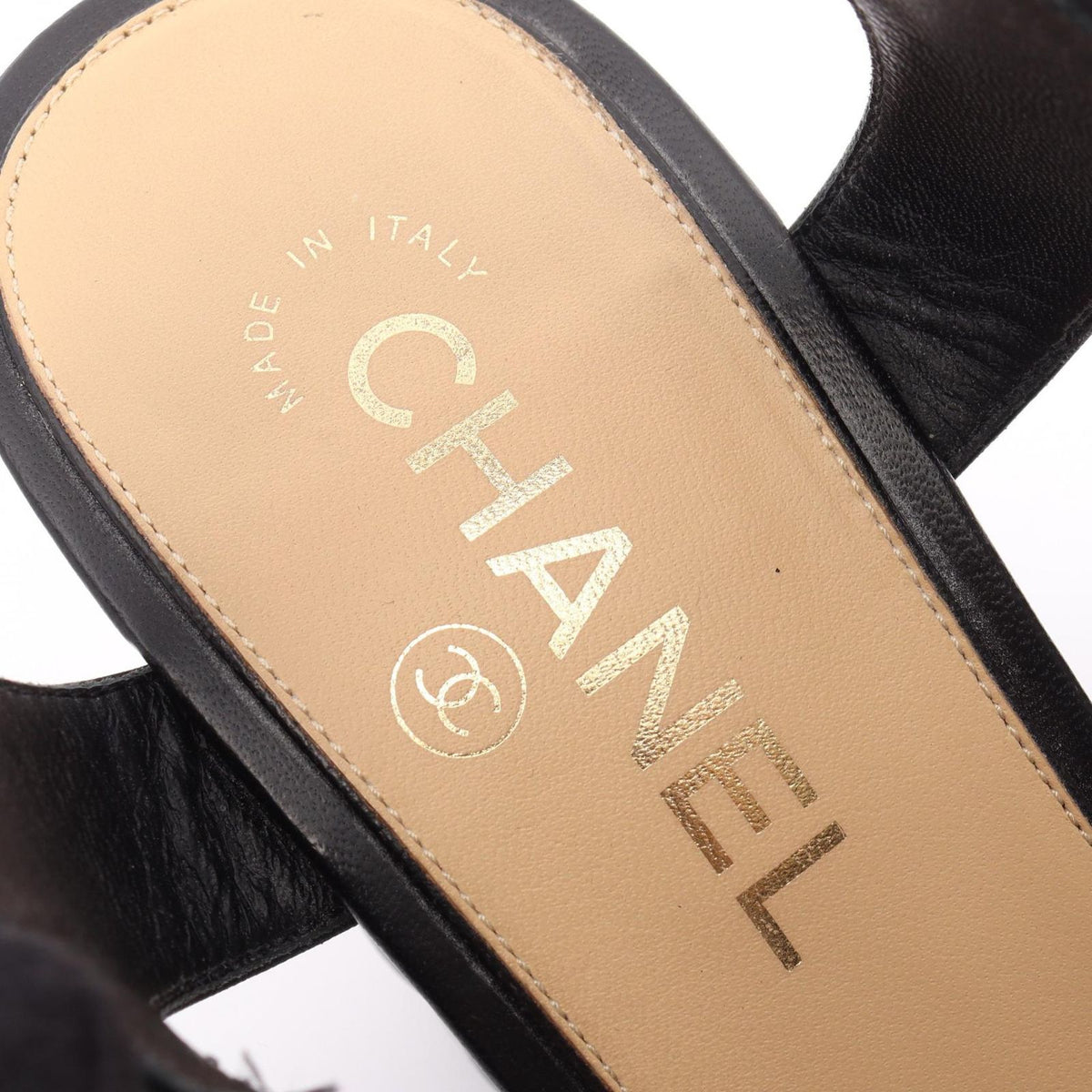 Chanel Sandals CC Logo Chain Wedge Sole Leather — view 5