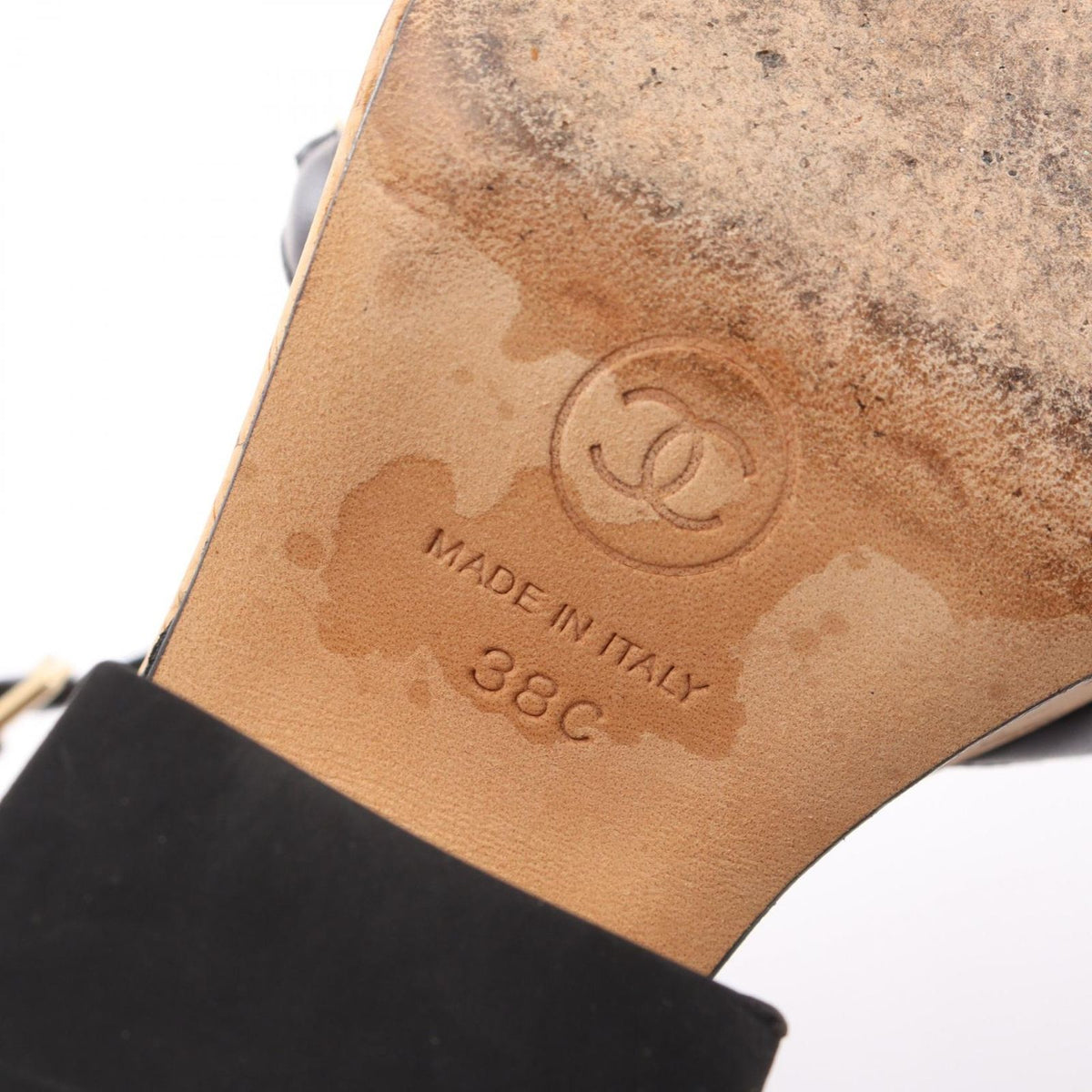 Chanel Sandals CC Logo Chain Wedge Sole Leather — view 6