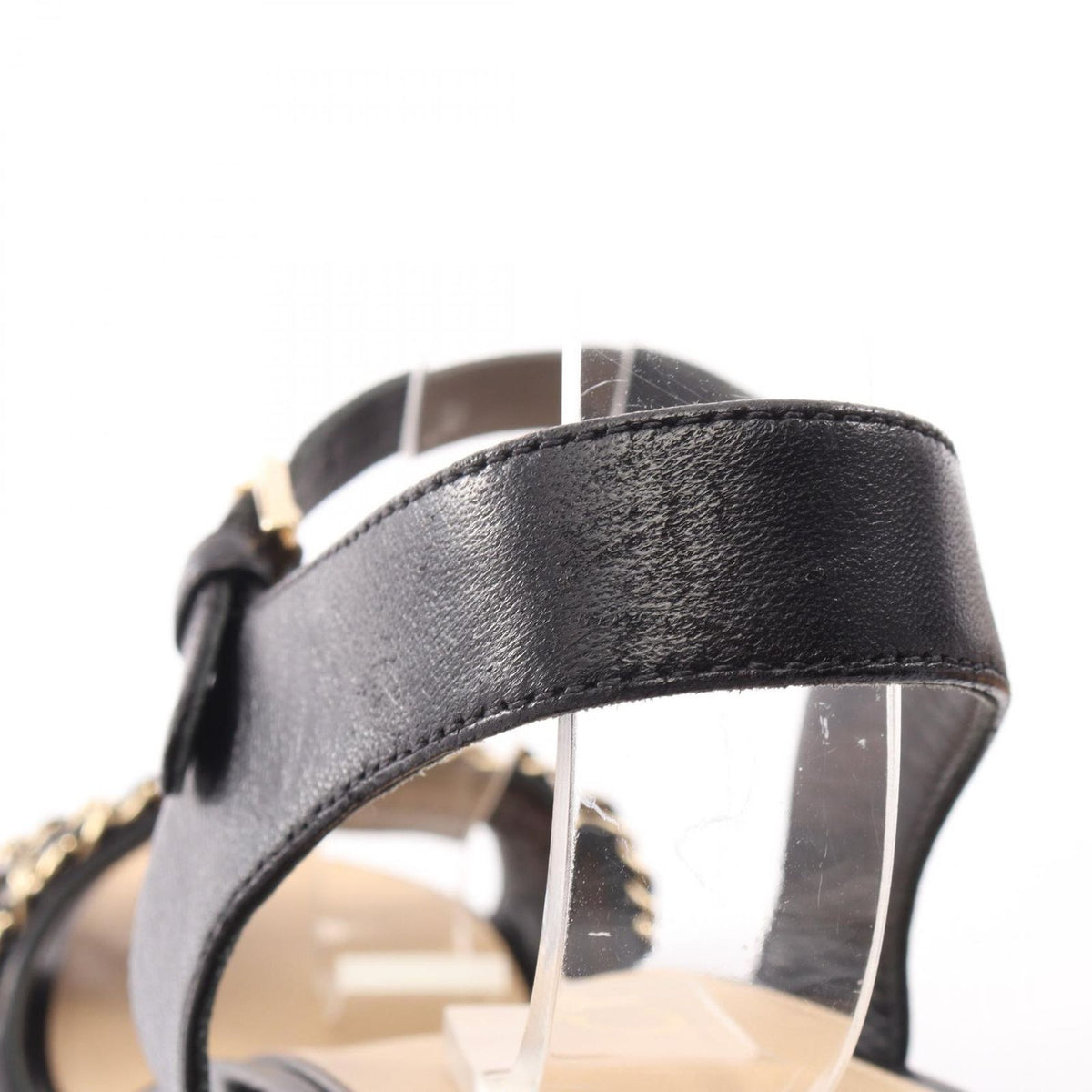Chanel Sandals CC Logo Chain Wedge Sole Leather — view 7
