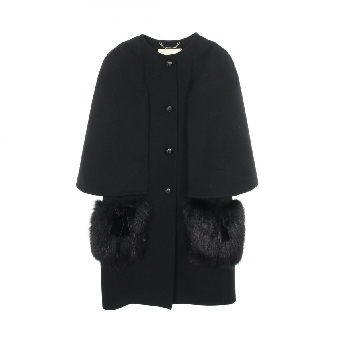 Fendi Fur Ribbon Cape Wool