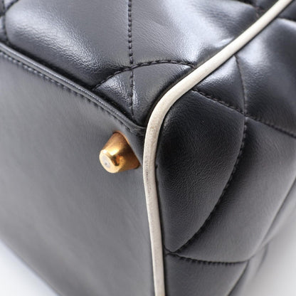 Chanel Boston Bag Quilted Logo Black Leather — view 6