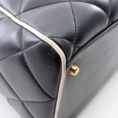 Chanel Boston Bag Quilted Logo Black Leather — view 7