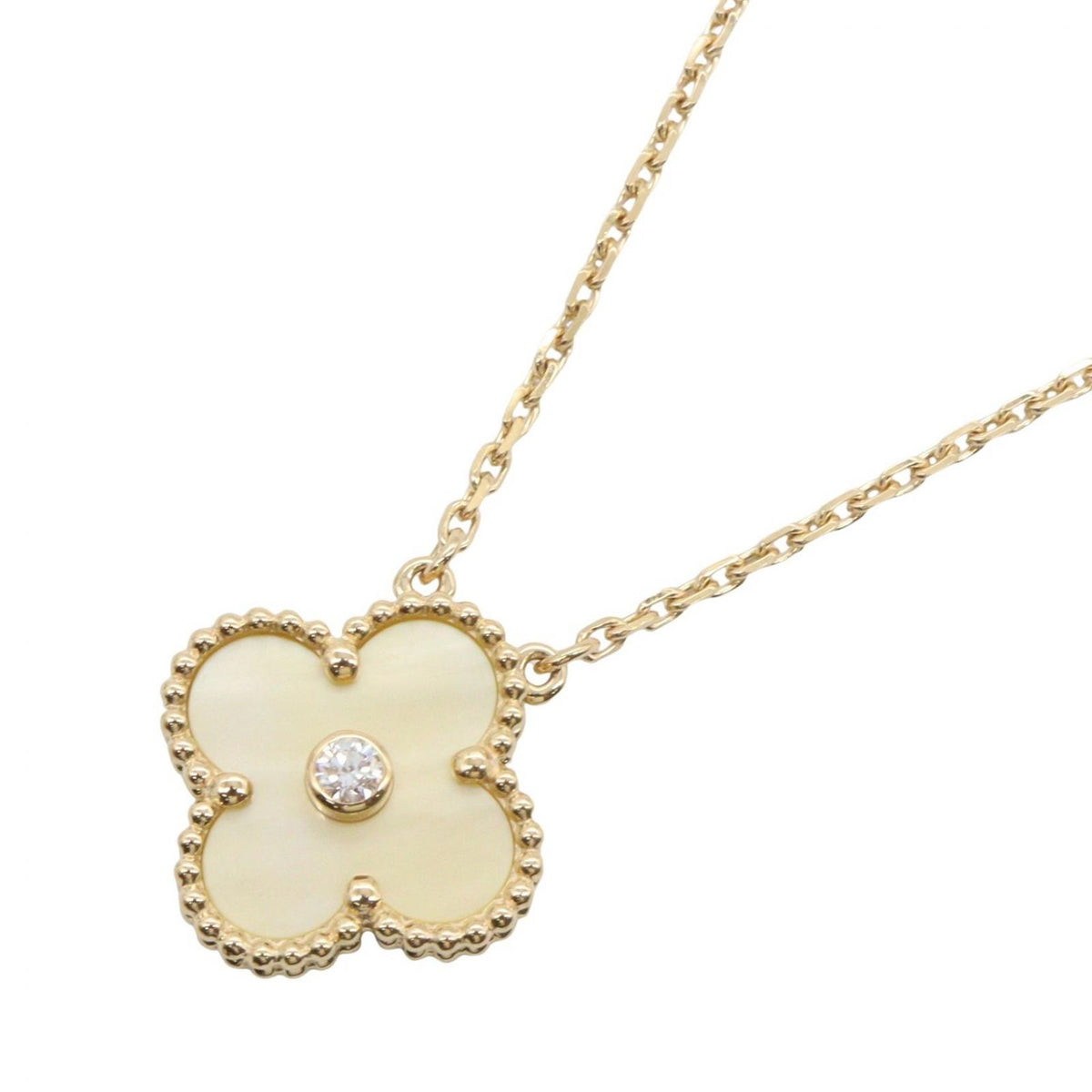 Van Cleef & Arpels Necklace Vintage Alhambra Yellow Mother of Pearl 41.5 18k