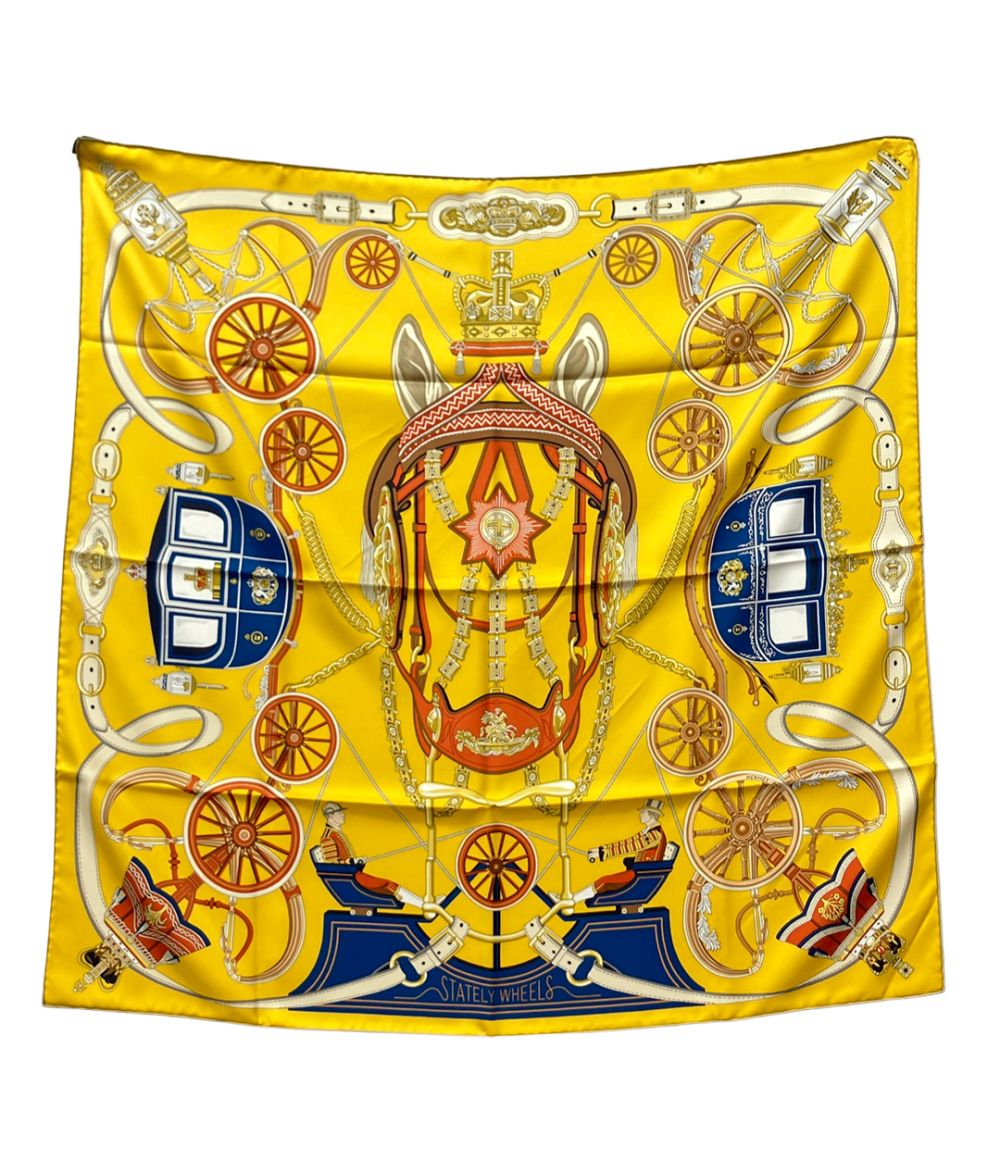 Hermes Scarf Carre 90 Silk 100% Stately Wheels