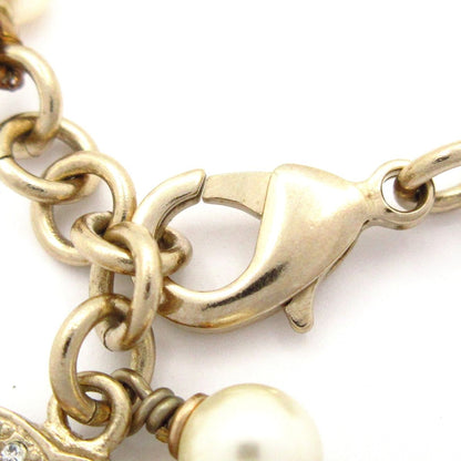 Chanel Bracelet CC Logo Ivory Gold Faux Pearl Rhinestone — view 4