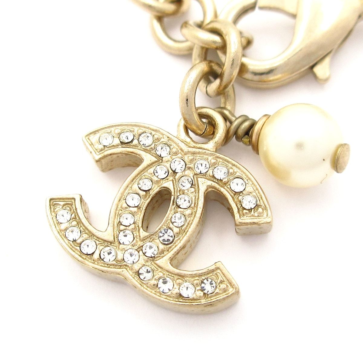 Chanel Bracelet CC Logo Ivory Gold Faux Pearl Rhinestone — view 3