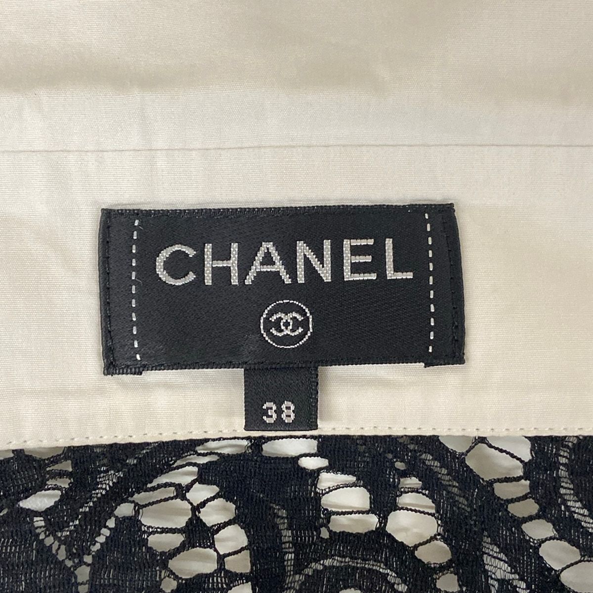 Chanel Long Sleeve Blouse M Black Lace Cotton 38 — view 3