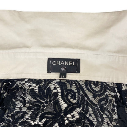 Chanel Long Sleeve Blouse M Black Lace Cotton 38 — view 8