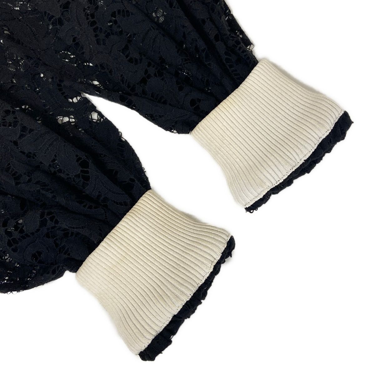 Chanel Long Sleeve Blouse M Black Lace Cotton 38 — view 7