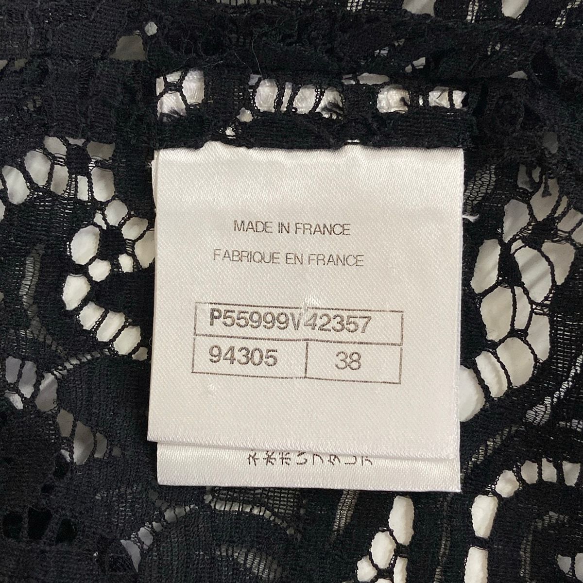 Chanel Long Sleeve Blouse M Black Lace Cotton 38 — view 4