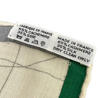 Hermes Shawl Carre 140 Ivory Blue Multi Echec AU Roi Cashmere Silk Scarf — view 3