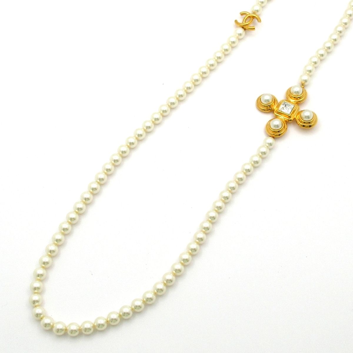 Chanel Necklace CC Logo White Gold