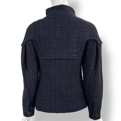 Chanel Jacket Tweed Silk Black Purple — view 2