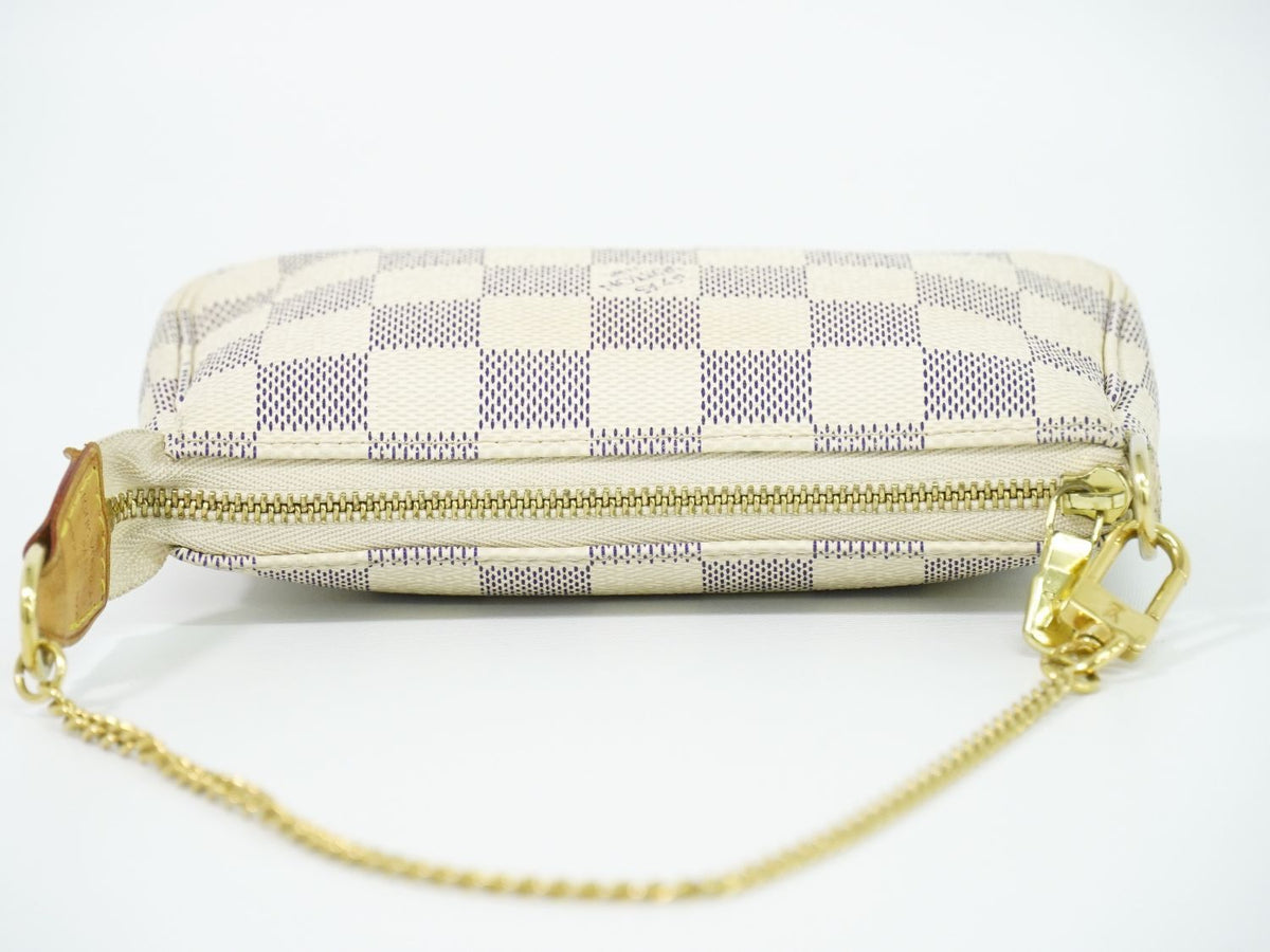 Louis Vuitton LV Mini Pochette Accessoires Damier Azur Handbag Pouch White Gray — view 5