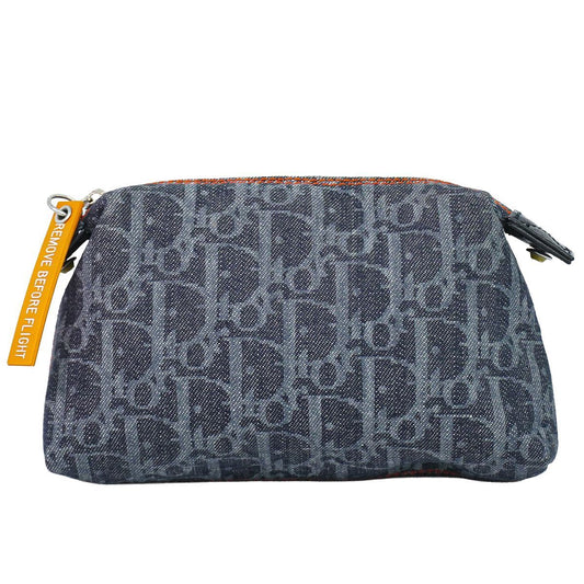 Dior Trotter Flight Line Pouch Case Canvas Navy
