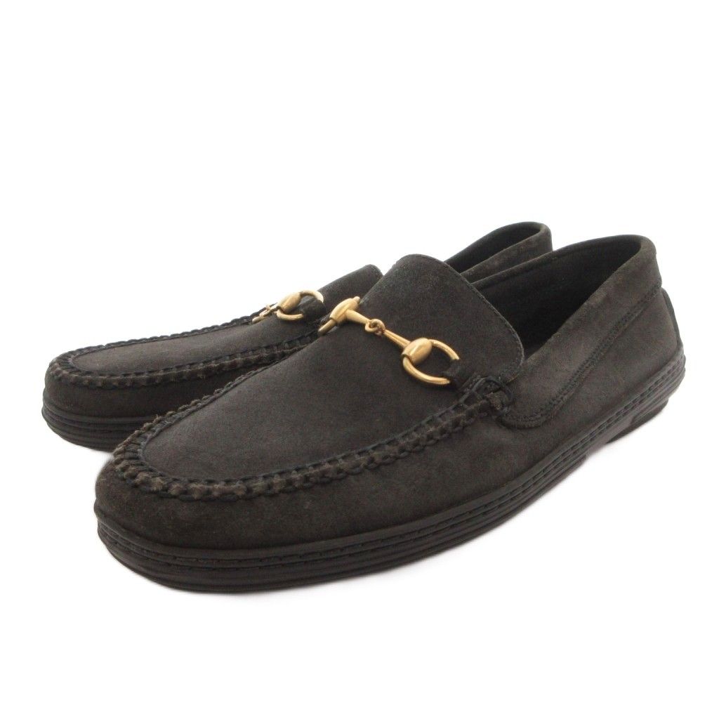 Gucci Loafers Slip-on Horsebit Suede Black