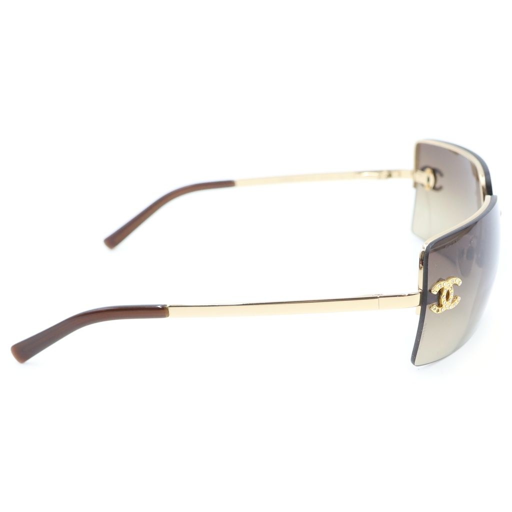 Chanel CC Logo Sunglasses Rimless Brown Gold Eyewear — view 3