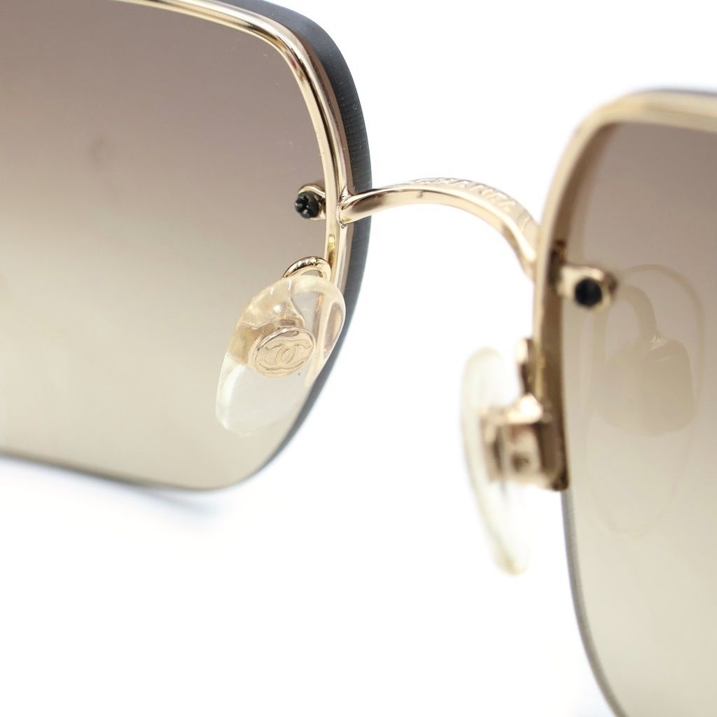 Chanel CC Logo Sunglasses Rimless Brown Gold Eyewear — view 5