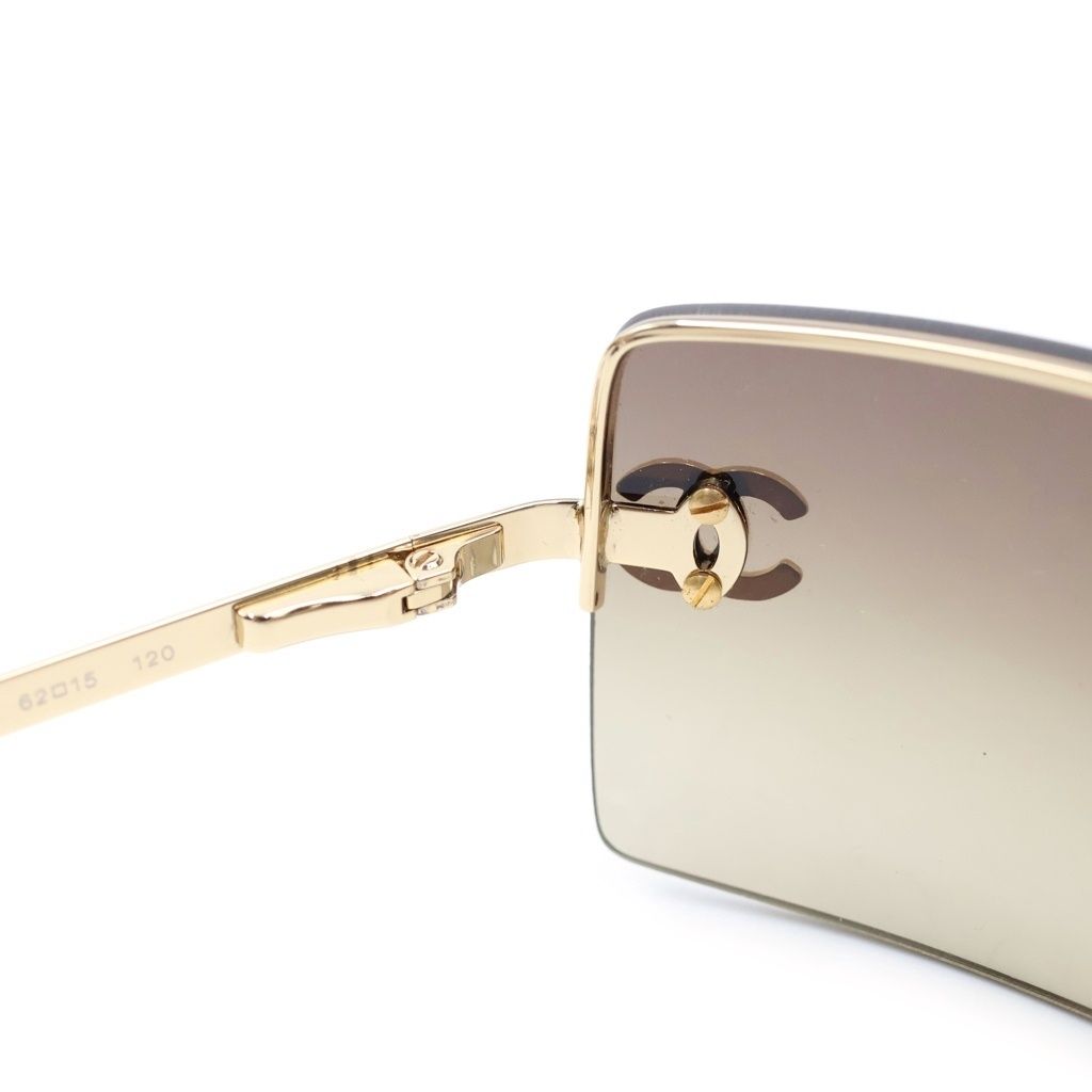 Chanel CC Logo Sunglasses Rimless Brown Gold Eyewear — view 4