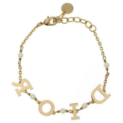 Dior Logo Bracelet Rhinestone Pearl Gold — view 2