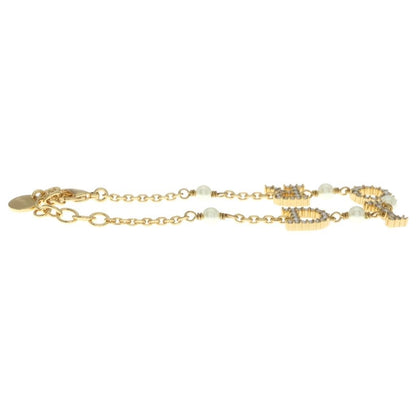 Dior Logo Bracelet Rhinestone Pearl Gold — view 3