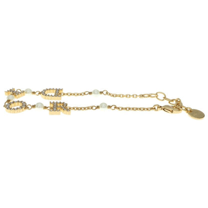 Dior Logo Bracelet Rhinestone Pearl Gold — view 4