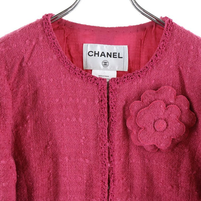 Chanel Coco Buttons Collarless Jacket Pink 38 — view 3
