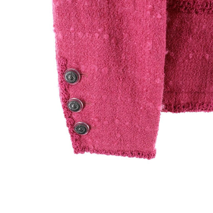 Chanel Coco Buttons Collarless Jacket Pink 38 — view 5