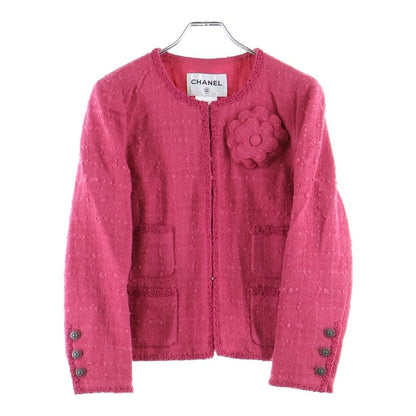 Chanel Coco Buttons Collarless Jacket Pink 38