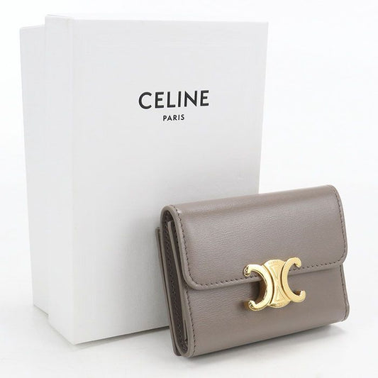 Celine Compact Wallet with Coin Toilet Triomphe Trifold Calfskin