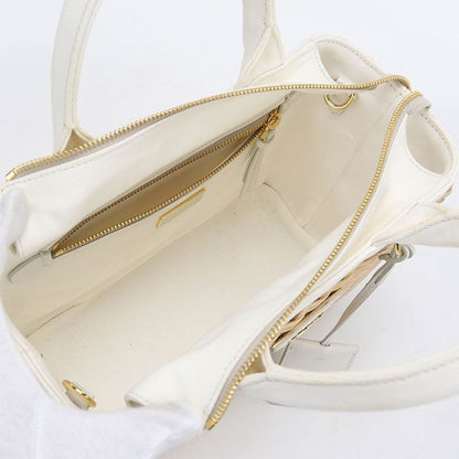 Prada Canvas Tote Bag 2-Way Medium Wicker Basket Rattan — view 3
